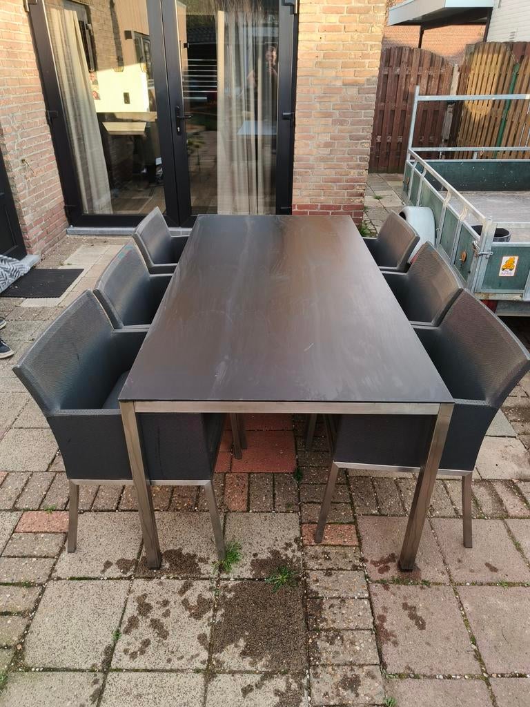 Tuinset 6 persoons, Tuin en Terras, Ophalen, Gebruikt, 6 zitplaatsen, Rvs