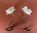 Set antieke Franse wandlampen met gematteerd lamp glas