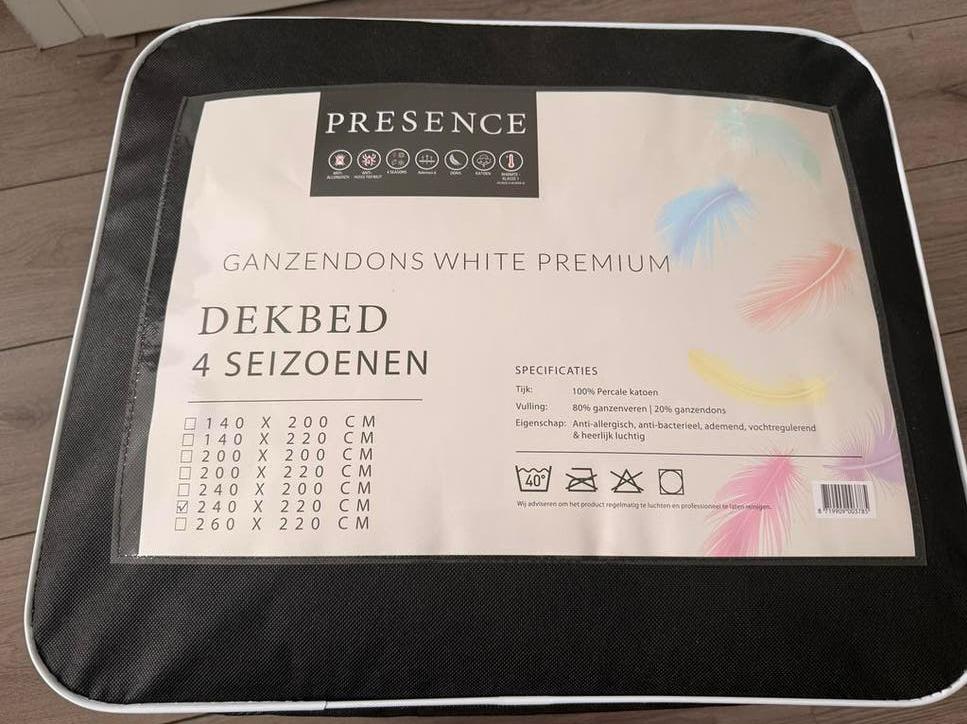 NIEUW - Presence Ganzendons 4-seizoenen dekbed 240x220, Wit, Ophalen of Verzenden, Deken of Dekbed, Nieuw