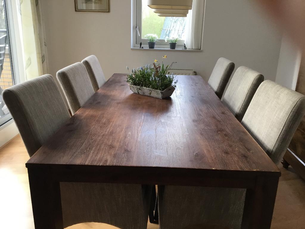 Eettafel met 6 stoelen, Ophalen, 100 tot 150 cm, 200 cm of meer, Zo goed als nieuw