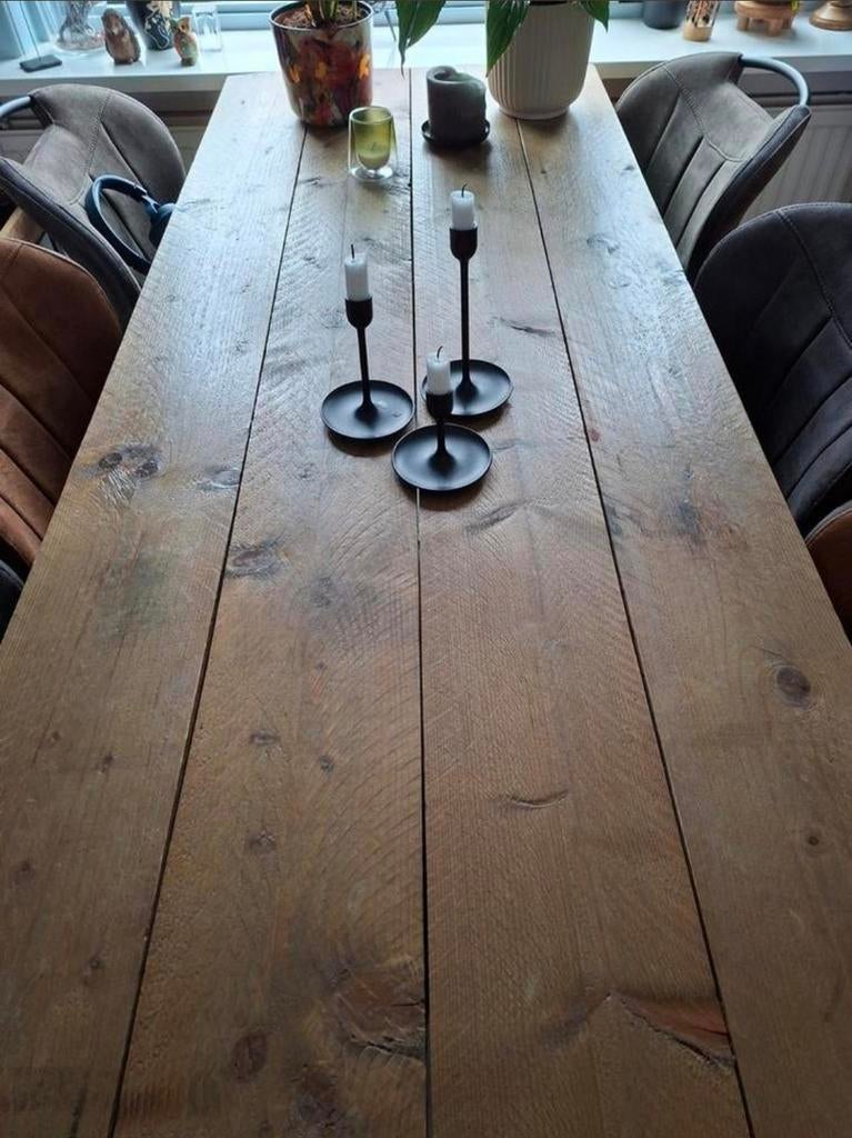 Steigerhouten eettafel 200x76x76, Ophalen, Gebruikt, 200 cm of meer, 50 tot 100 cm