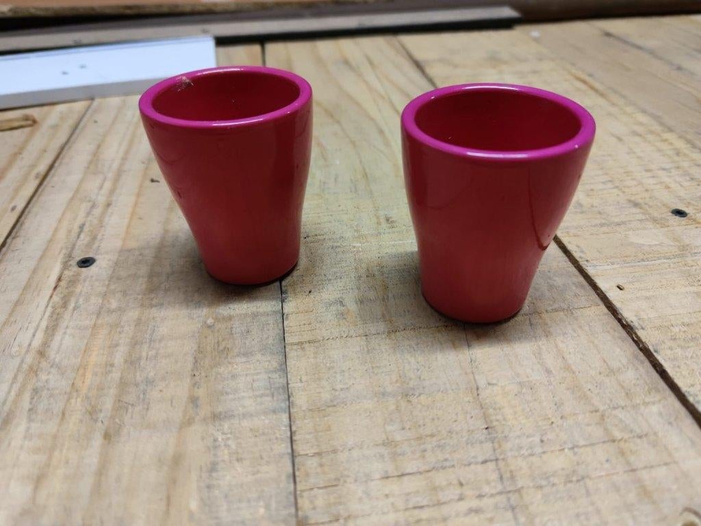 Twee kleine bloempotten orchideeën donkerrozen, Verzenden, Rond, Binnen, Zo goed als nieuw