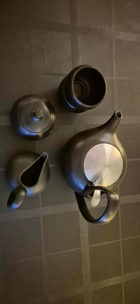 Bredemeijer thee set mat zwart als nieuw., Ophalen, Zo goed als nieuw, Metaal of Aluminium