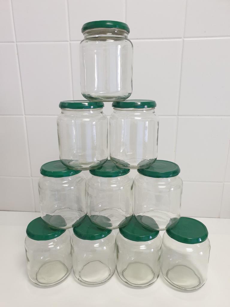 8 Lege glazen potten van 600ml, Huis en Inrichting, Keuken | Potten en Pannen, Ophalen of Verzenden, Zo goed als nieuw, Glas, Pot, Bus of Blik