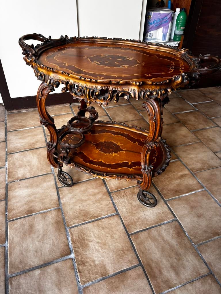 Serveerwagen hout, Ophalen