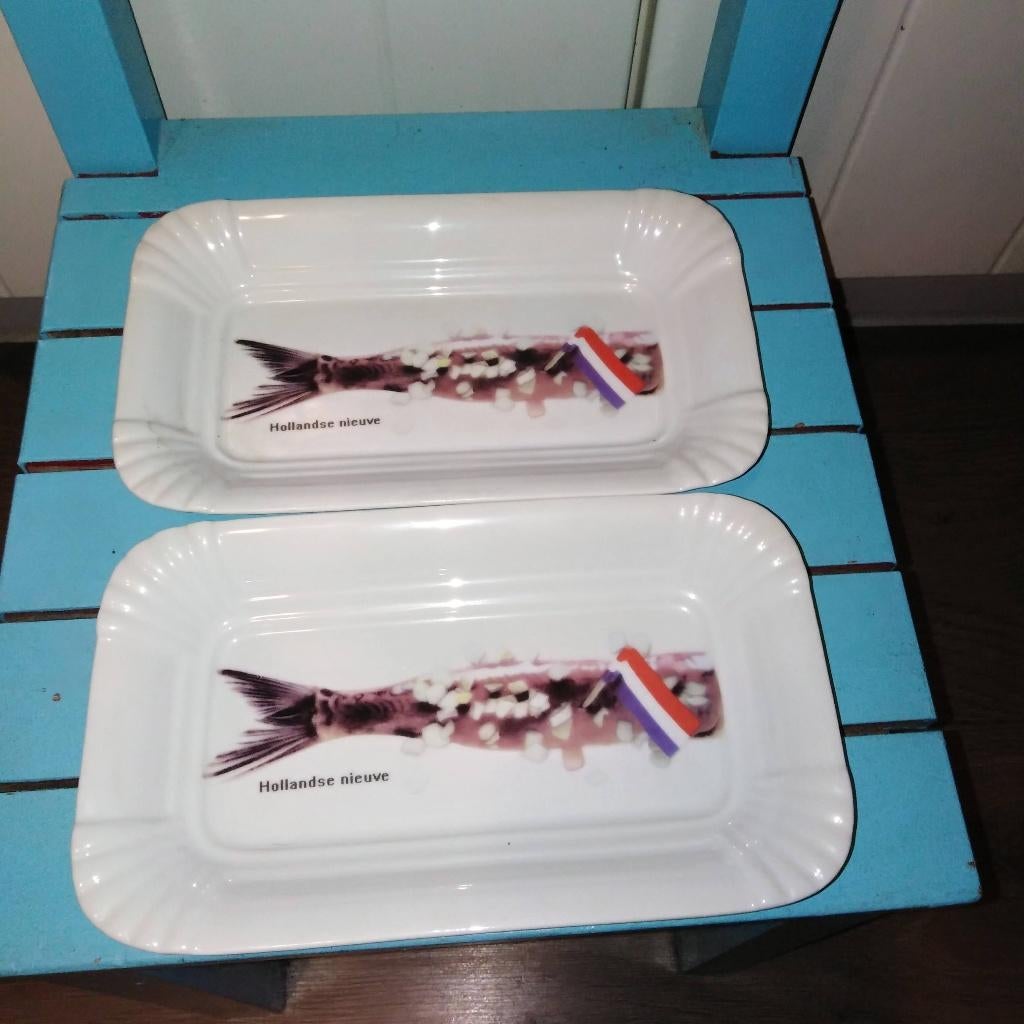 Haring schaaltjes Hollandse Nieuwe 3 stuks, Ophalen, Overige stijlen, Aardewerk, Schaal of Schalen