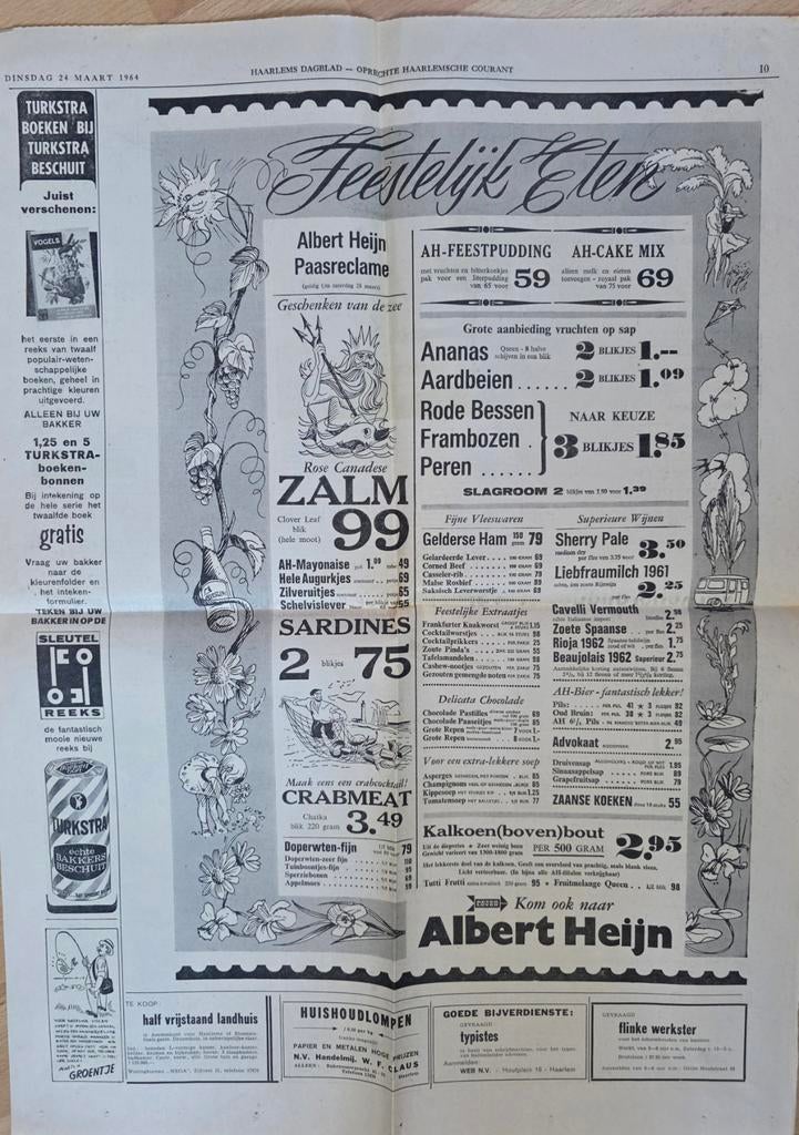 Albert Heijn reclame 24 maart 1964 pasen, Ophalen of Verzenden