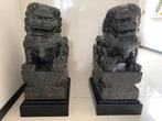 Exclusieve grote Chinese Tempelleeuwen van zwart marmer, Ophalen