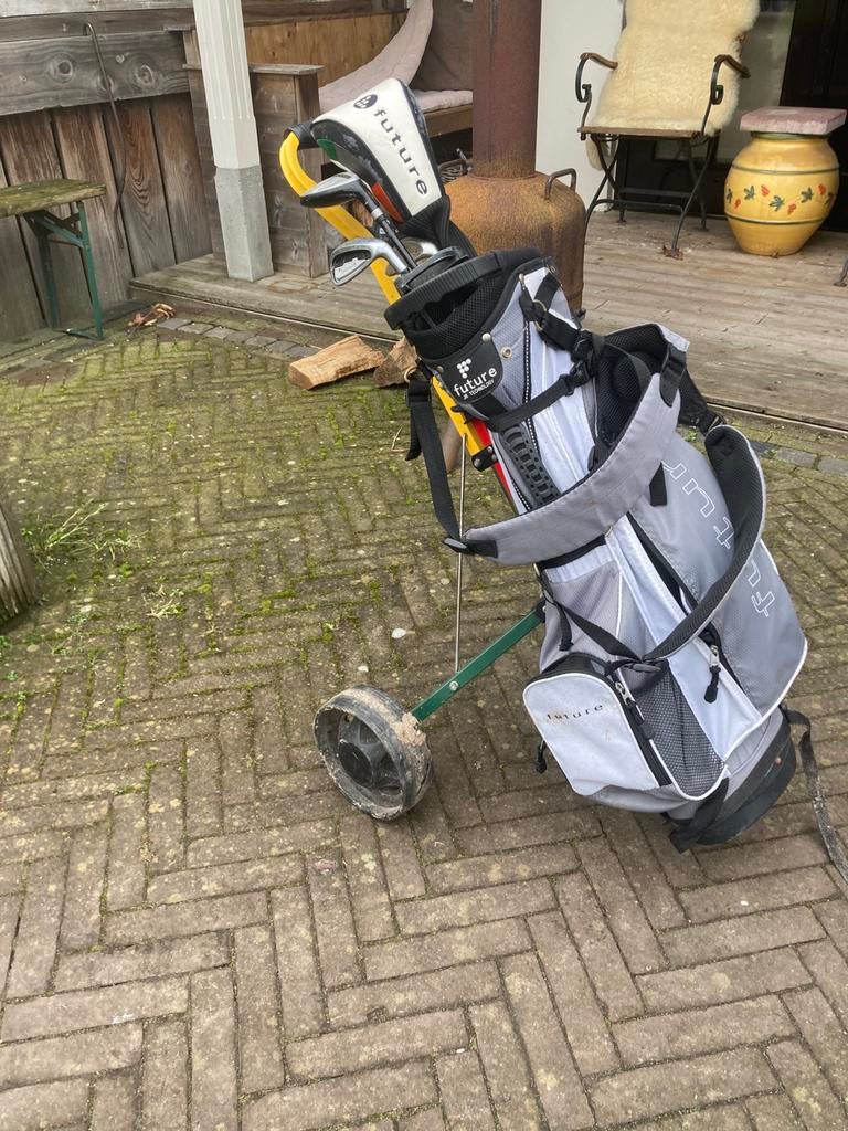 Golftas met trolley voor 12 jarig, Sport en Fitness, Golf, Ophalen, Gebruikt, Tas