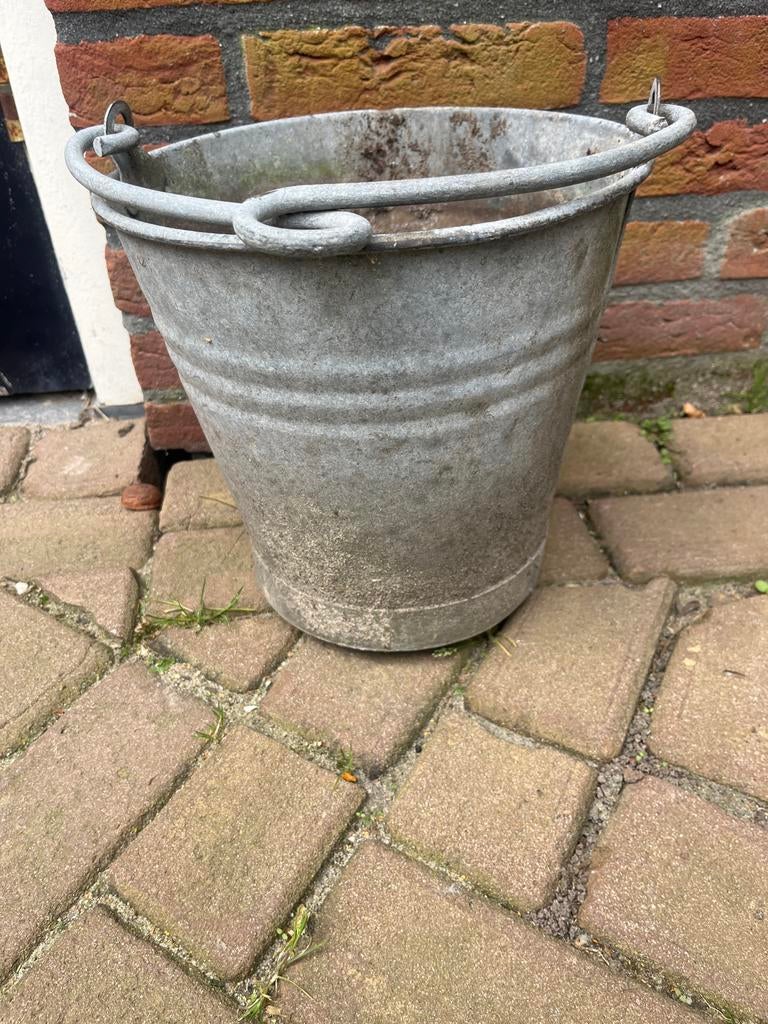 Vintage Zinken Emmer - Decoratief en Functioneel, Huis en Inrichting, Emmers, Ophalen, Gebruikt, Zink, Met handgreep