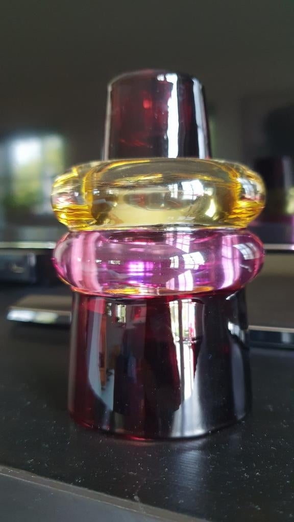 Kleurrijke glazen kandelaar, Ophalen of Verzenden