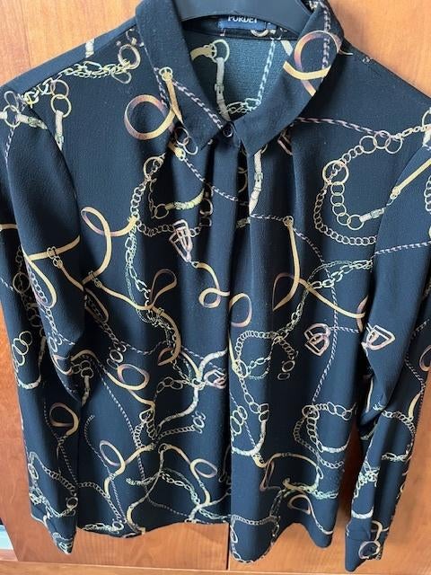 Purdey blouse paardenketting morief soepel vallend, Zwart, Ophalen of Verzenden, Zo goed als nieuw, Purdey