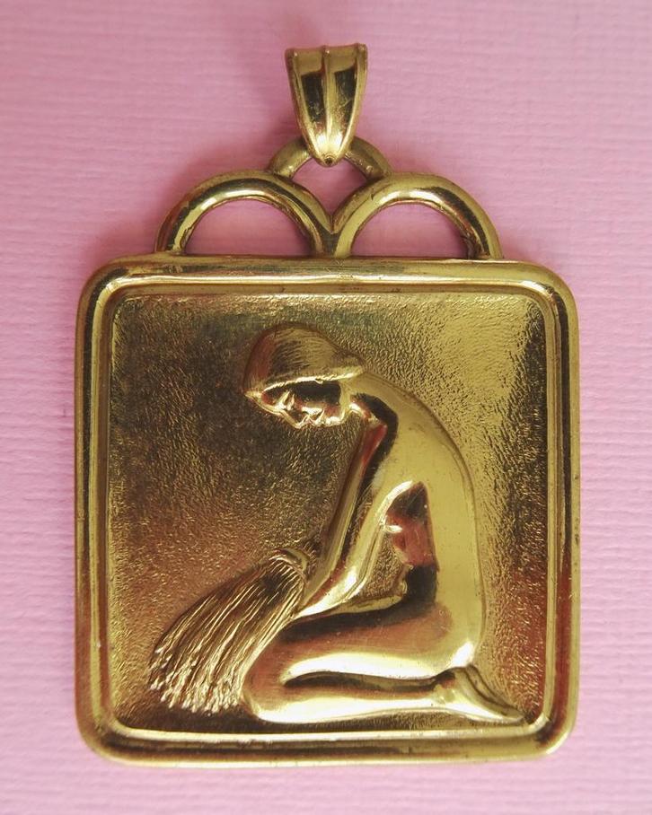 jwg Grote vintage Art Deco stl brons hanger Finland design, Sieraden, Tassen en Uiterlijk, Antieke sieraden, Hanger, Brons, Verzenden