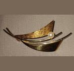 Vintage 14k Gouden Broche met Parel en Witgoud Accenten, 4 tot 7 cm, Gebruikt, Ophalen of Verzenden, Goud