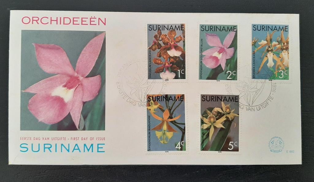 Suriname FDC enveloppe E002 Orchideeen, Postzegels en Munten, Postzegels | Eerstedagenveloppen, Ophalen of Verzenden, Onbeschreven