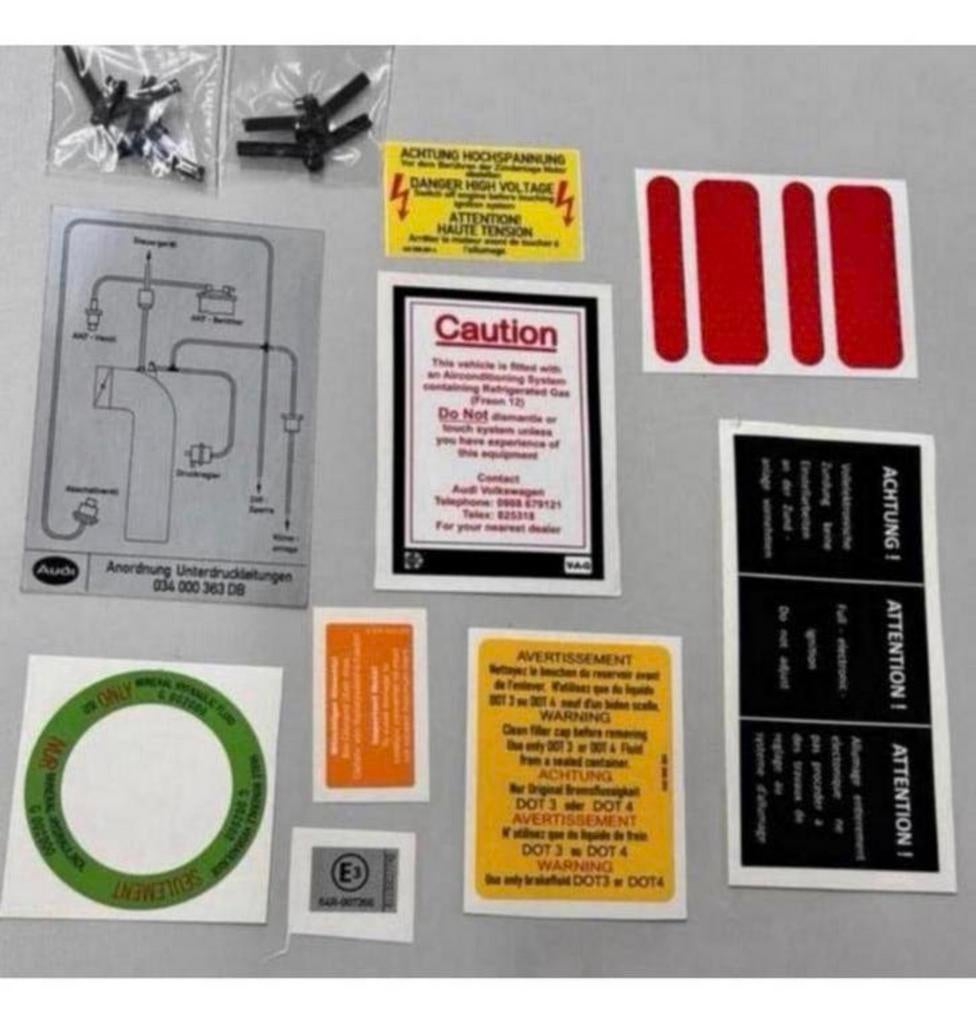 Audi Ur quattro 20 Klep RR vacuüm Slang Decal sticker set, Auto diversen, Autostickers, Ophalen of Verzenden, H, H, H