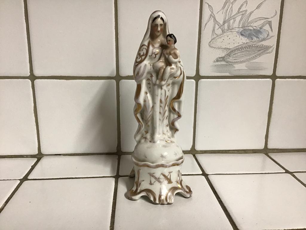 Antiek Mariabeeld in Brussels porselein, Antiek en Kunst, Ophalen of Verzenden