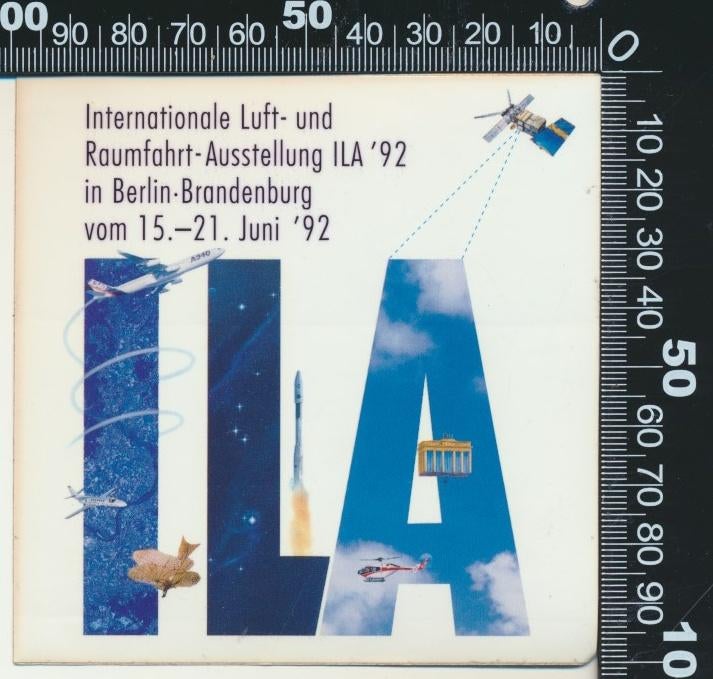 Sticker: Internationale Luft und Raumfahrt Ausstellung 1992, Ophalen of Verzenden, Zo goed als nieuw, Bedrijf of Vereniging