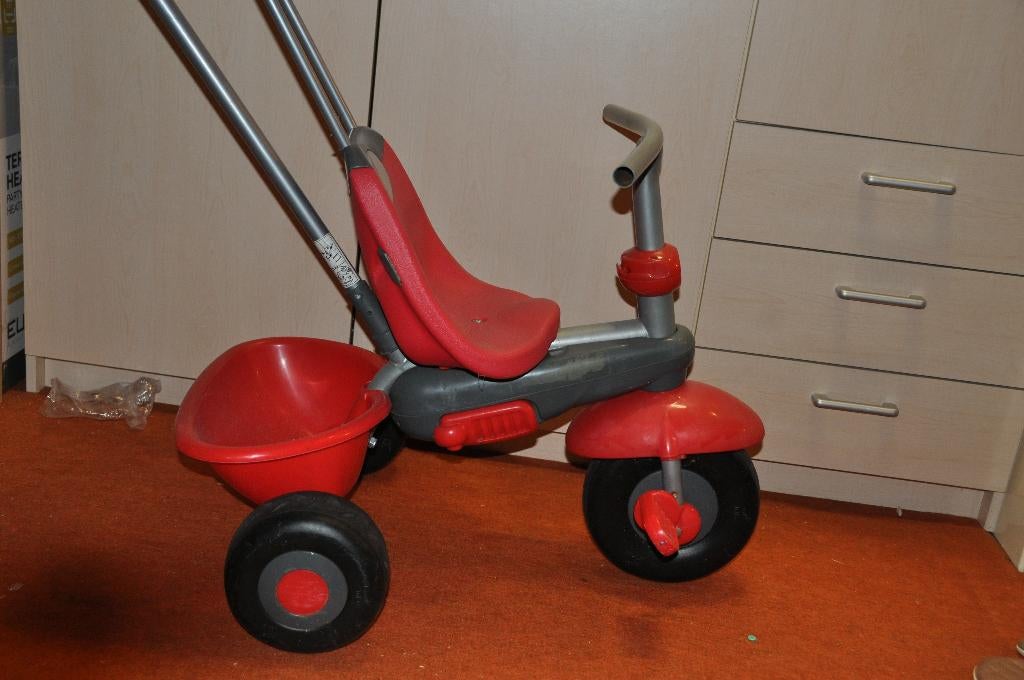 Driewieler met zonnedakje en Duw stang, Ophalen, Gebruikt, Duwvoertuig