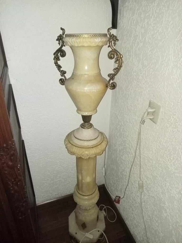 Antieke Onyx Vloerlamp met Bronzen Details, Ophalen