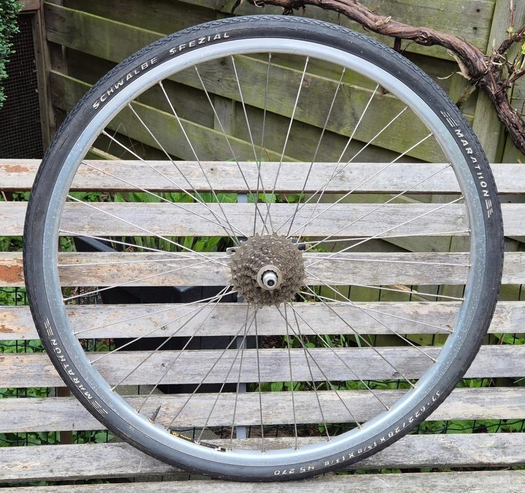 Zo goed als nieuw achterwiel met 8 versnellingen, 28 inch, Fietsen en Brommers, Fietsonderdelen, Wiel, Toerfiets, Ophalen of Verzenden