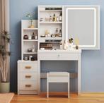 Nieuwe Kaptafel met Verlichting en Krukje – Compleet Set, Huis en Inrichting, Ophalen of Verzenden, Zo goed als nieuw, 50 tot 100 cm