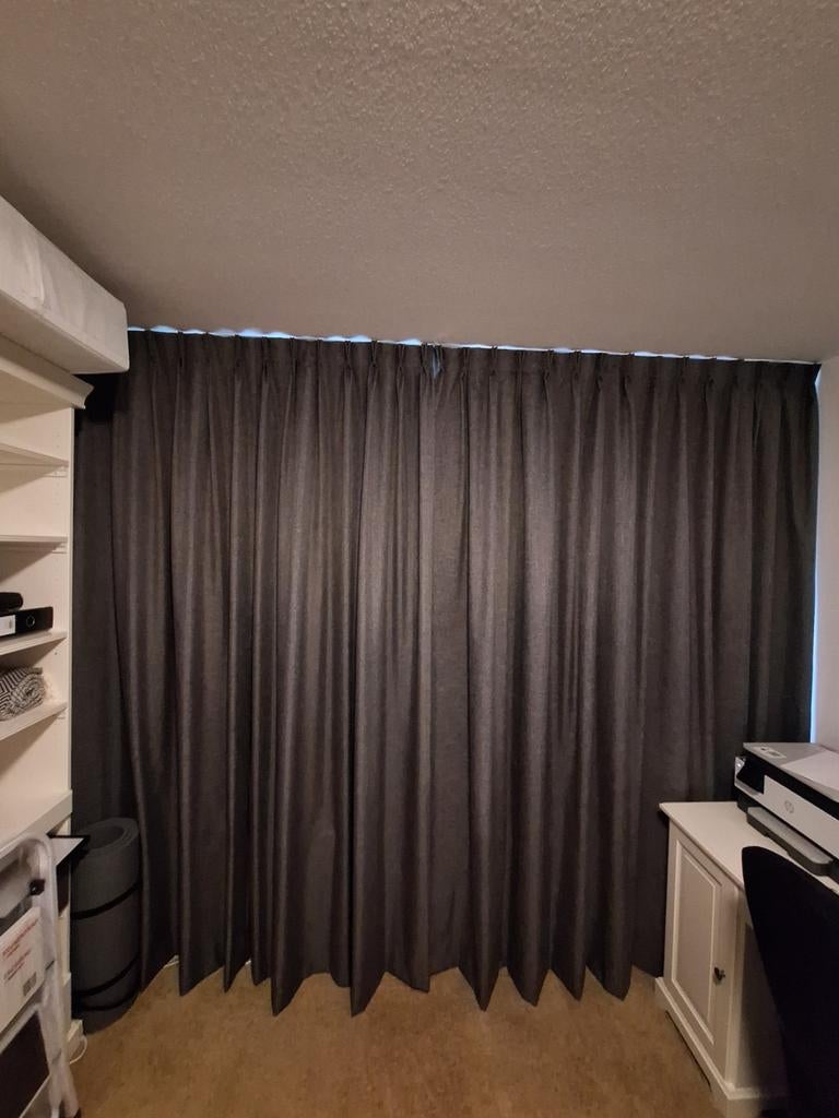 Gordijnen antraciet verduisterend, Ophalen, 200 cm of meer, 200 cm of meer