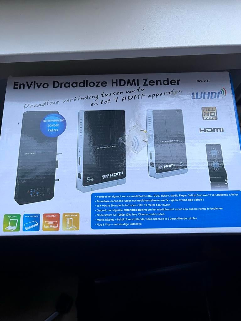 EnVivo Draadloze HDMI Zender - Entertainment Zonder Kabels, Ophalen of Verzenden, Zo goed als nieuw, 10 meter of meer, HDMI-kabel