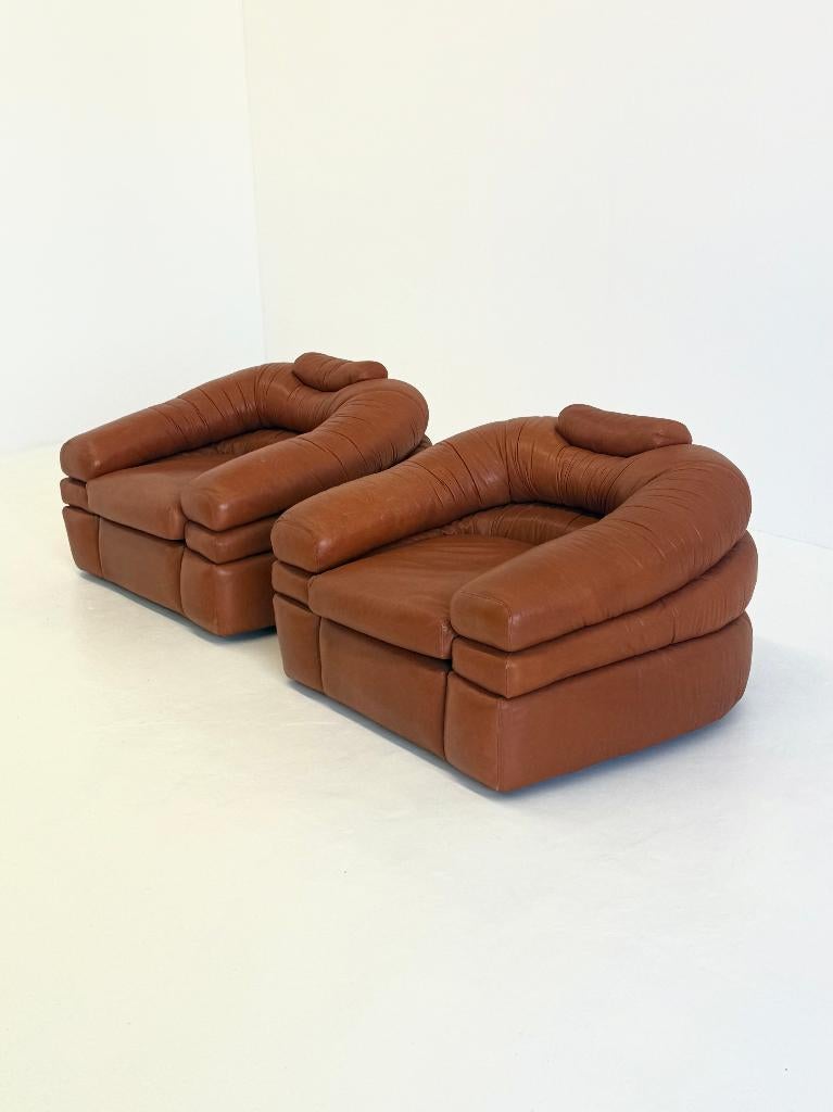 Vintage leren Straccio Fauteuils voor Zanotta, Ophalen, -, 100 tot 125 cm, Leer