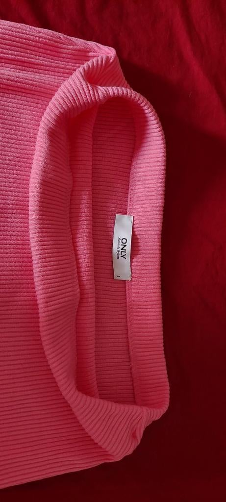 ONLY roze geribbelde rok met split - Maat S, Kleding | Dames, Rokken, Ophalen of Verzenden, Roze, Maat 36 (S), Boven de knie