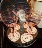 Mooie Roze Kristallen Wijnglazen Set, Ophalen of Verzenden