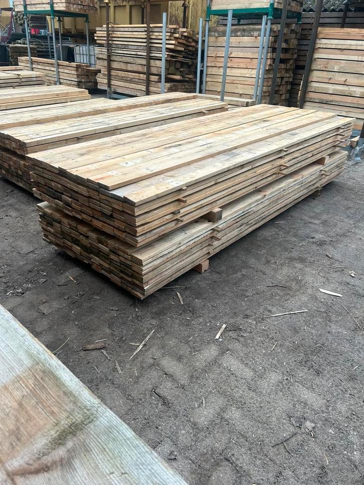 Gebruikte planken, Doe-het-zelf en Verbouw, Hout en Planken, Zo goed als nieuw, Plank, Steigerhout, 300 cm of meer, Minder dan 25 mm