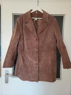 Echt leren bruin suède lange damesjas maat 50, z.g.a.n., Bruin, Maat 46/48 (XL) of groter, Ophalen of Verzenden, Zo goed als nieuw