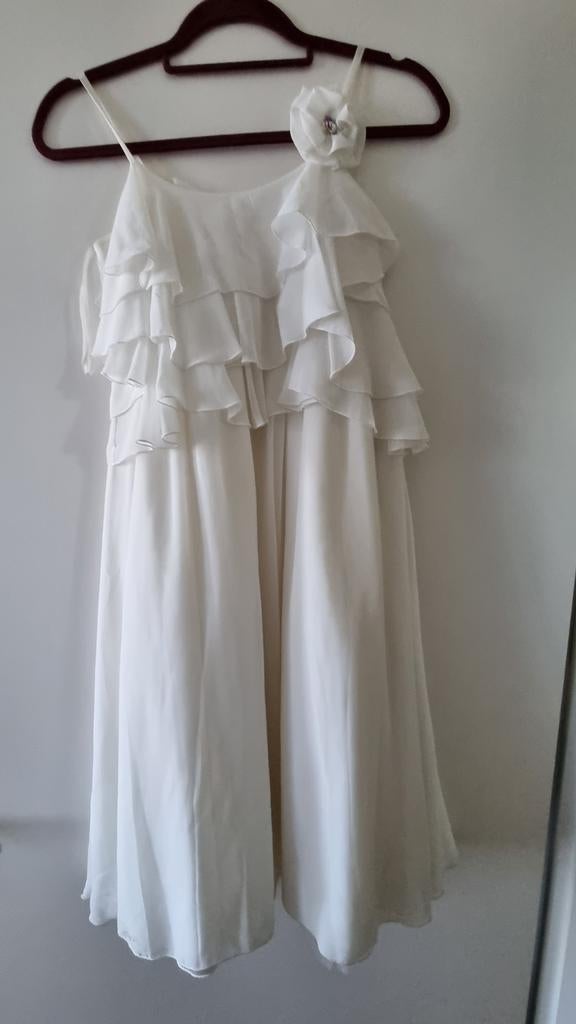 Witte jurk met ruches, bruidsmeisje etc. 9/10 jaar, Kleding | Dames, Jurken, Wit, Ophalen of Verzenden, Zo goed als nieuw, Maat 34 (XS) of kleiner