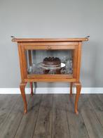 Antiek theekastje eiken met mooie rand., Antiek en Kunst, Ophalen of Verzenden