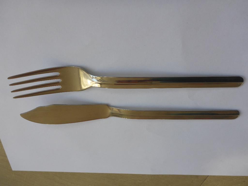 Vismes en vork palermo inox 18-10., Ophalen of Verzenden, Zo goed als nieuw, Rvs of Chroom, Vaatwasserbestendig