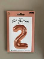 Folieballon cijfer 2 rosegoud, Ophalen of Verzenden, Nieuw, Versiering, Verjaardag