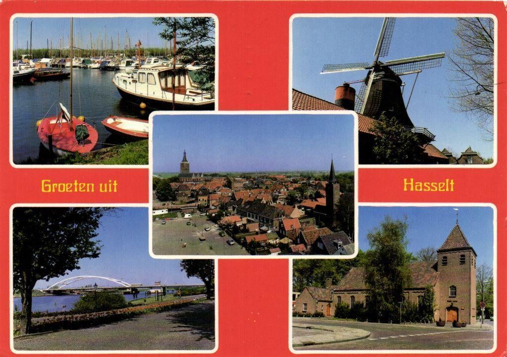 Groeten uit Hasselt - 5 afb oa panorama - 1983 gelopen, Ophalen of Verzenden, Voor 1920, Gelopen, Noord-Brabant