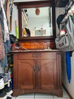 Antieke, brocante wasmeubel/ commode met spiegel en marmerbl, Ophalen