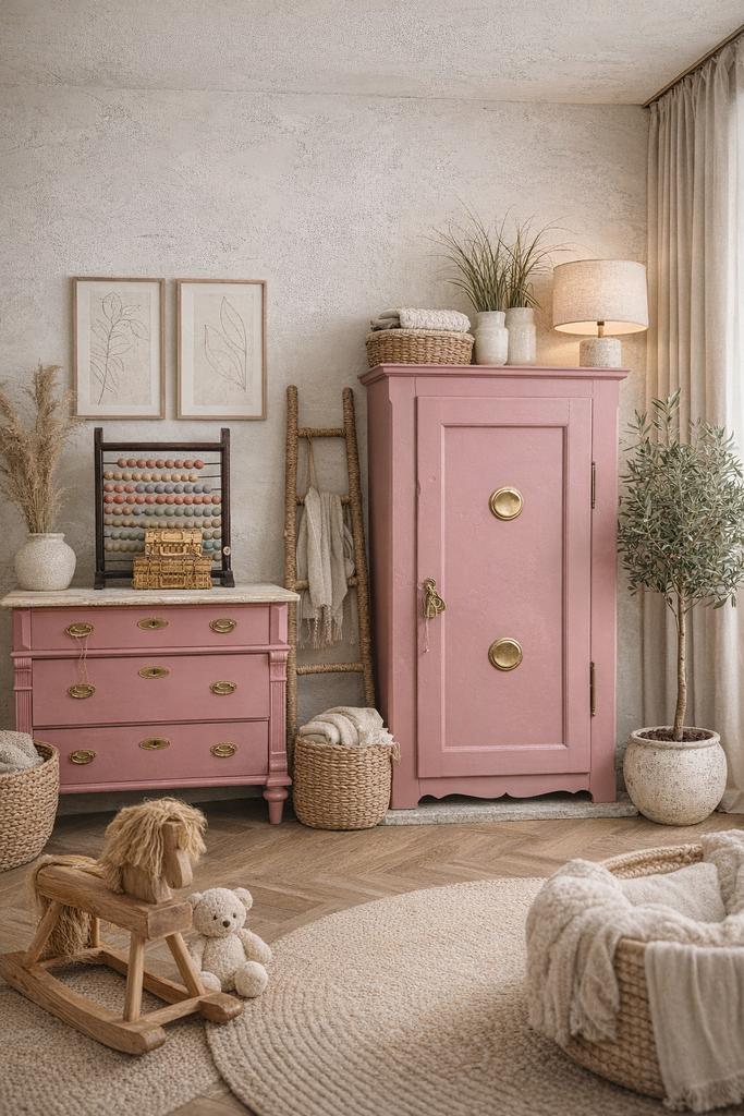 Babykamer vintage roze commode meidenkast linnenkast, Ophalen, 50 tot 70 cm, Nvt, Nvt