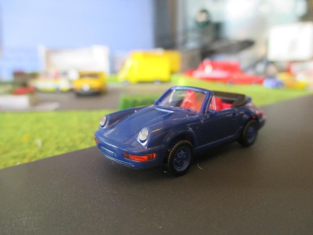 Porsche 964 911 Carrera 4 Cabrio blauw chassis-error-model, Ophalen of Verzenden, Nieuw, Auto, Rietze