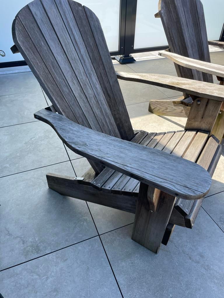 Stoel Adirondack met voetenbank massief vurenhout blauw kopen