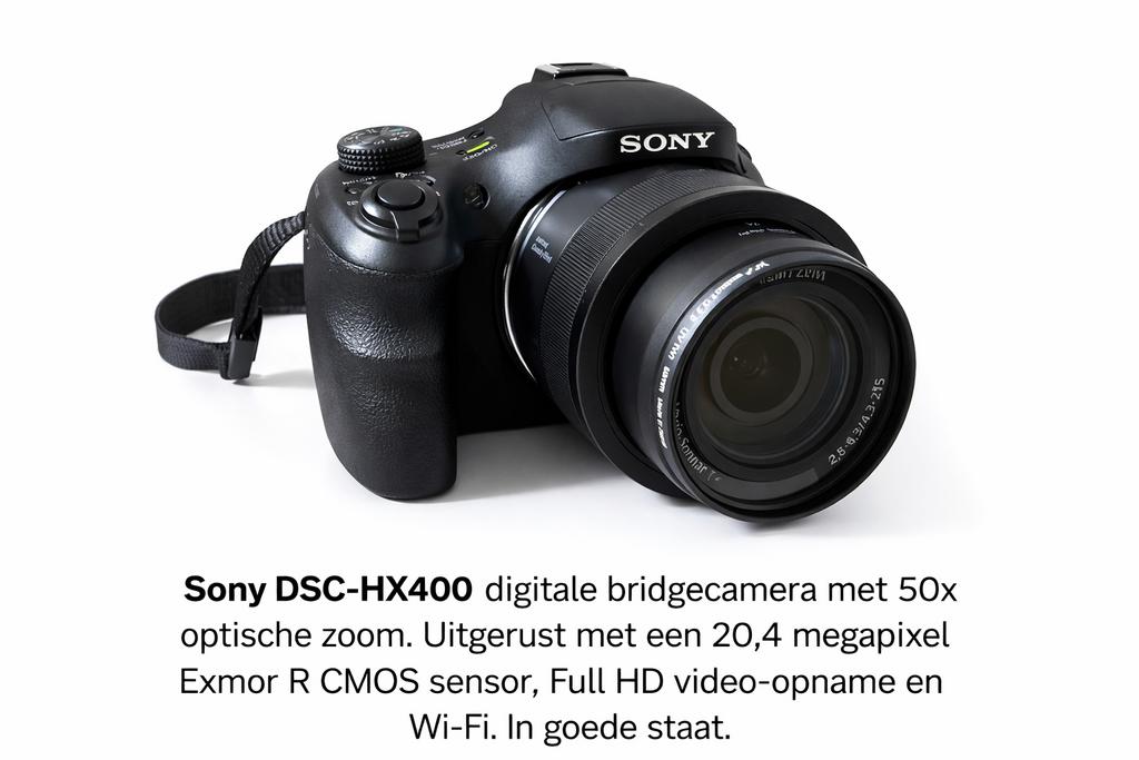 Sony DSC-HX400 Digitale Bridgecamera - 50x Zoom, 20.4MP, Compact, Ophalen of Verzenden, Zo goed als nieuw, Sony