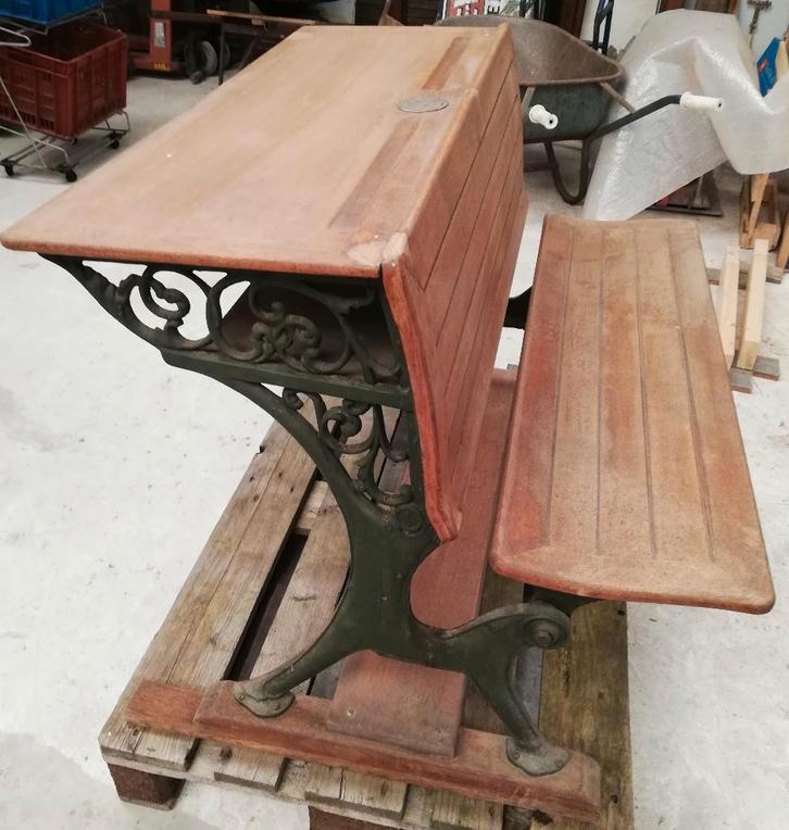 Supergave antieke lessenaar met opklapbaar bankje voorzijde, Antiek en Kunst, Curiosa en Brocante, Ophalen