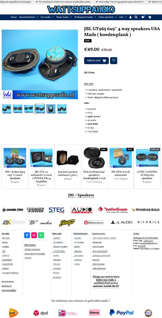 JBL GT965 6x9'' 4-weg ovalen speakers // USA Made, Auto diversen, Autospeakers, Gebruikt, ., Ophalen of Verzenden, .