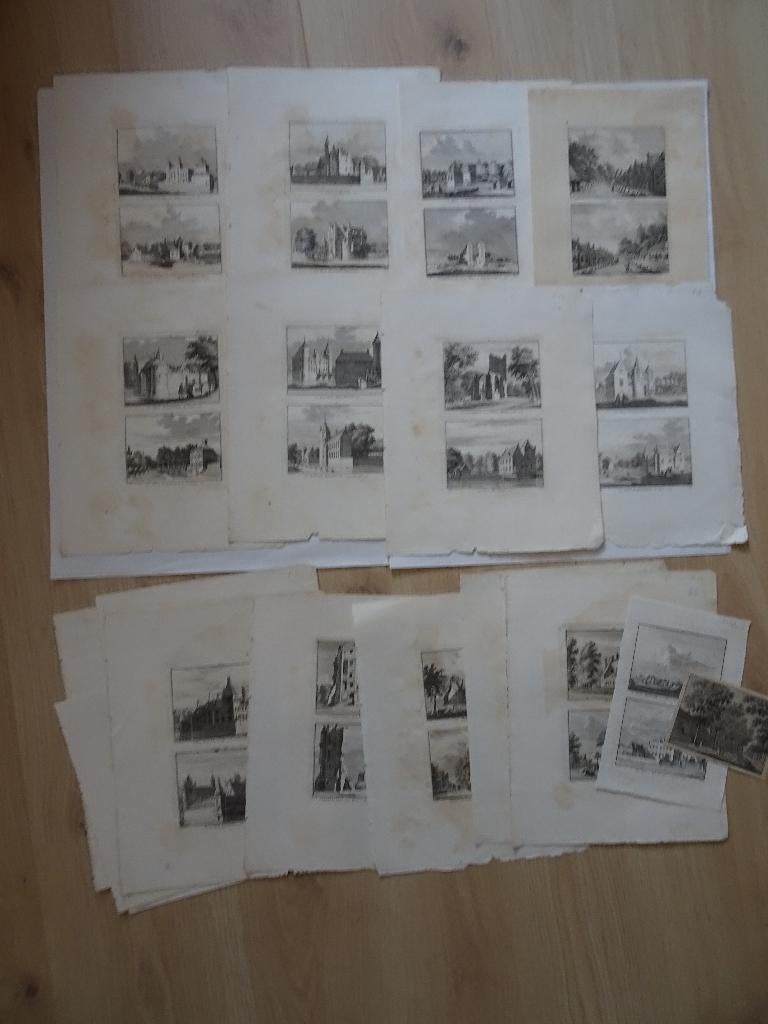 21 dubbelgravures Zeeland, Rijnsburg etc H. Spilman ca. 1750, Antiek en Kunst, Kunst | Etsen en Gravures, Verzenden, Stadsgezicht