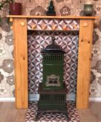 Antieke petroleumkachel, groen, vintage kachel, Huis en Inrichting, Kachels, Ophalen of Verzenden, Zo goed als nieuw, Overige brandstoffen