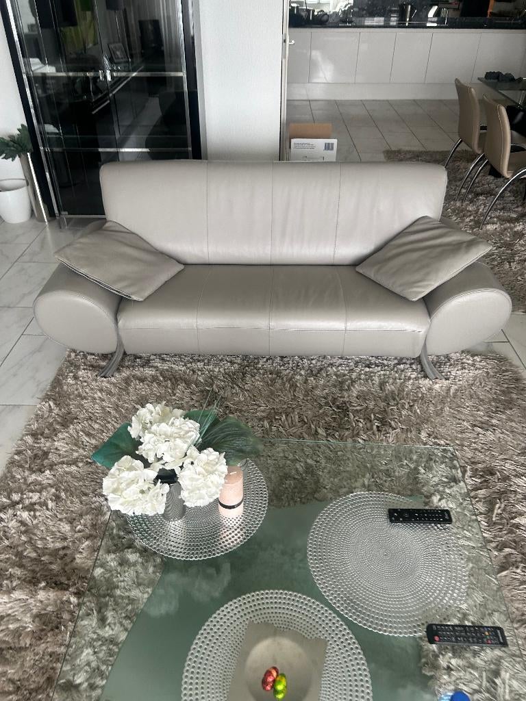 twee stuks 2,5 persoons grijs leren bankstel Rolf Benz, Huis en Inrichting, Banken | Bankstellen, Ophalen, 150 tot 200 cm, Tweepersoons