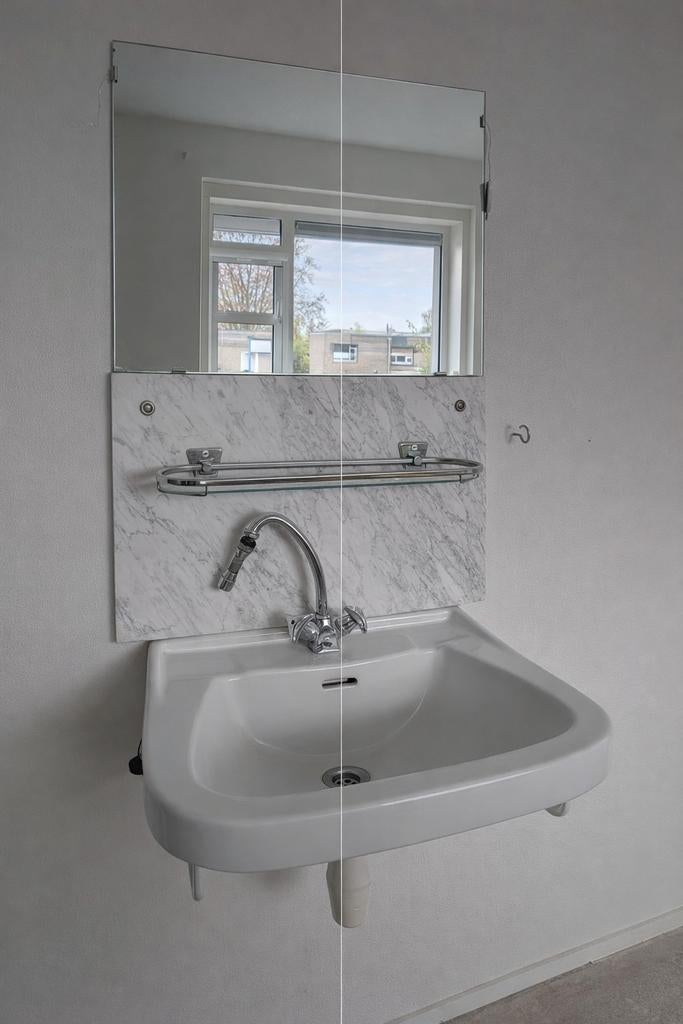 Wastafel met kraan en spiegel, Ophalen, Wit