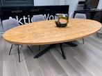 ovale eetkamertafel 240 cm mangohout kleur NIEUW VOORRAAD, Overige houtsoorten, 100 tot 150 cm, Ophalen of Verzenden, Vijf personen of meer